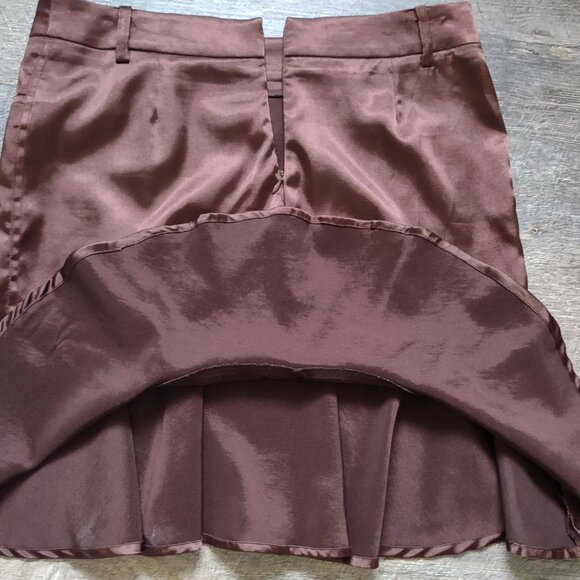 Cache Luxe Brown Satiny Skirt Size 8 - Picture 5 of 5